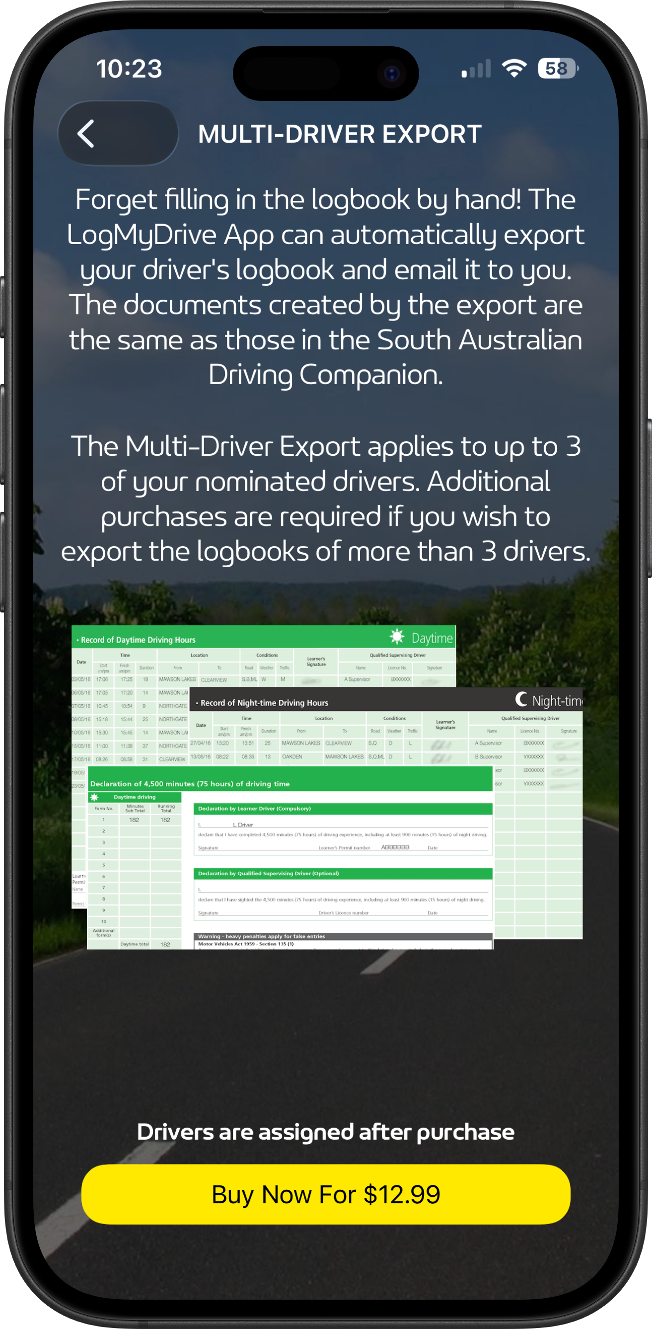 LogMyDrive Export Logbook